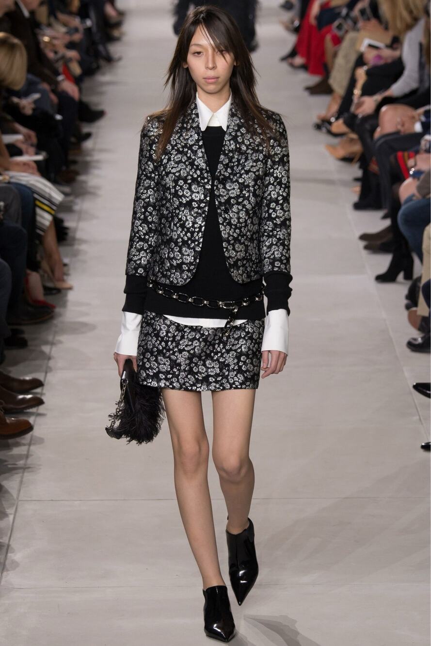 Runway Fall’16 Wool Skirt, Metallic Floral Brocade, sz 8 Michael Kors Collection